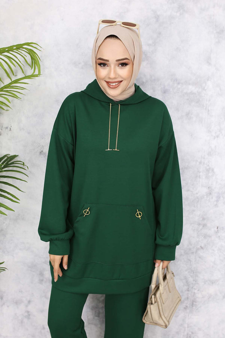 BNG Women Gold Accessorized Two-Piece Set 4580 Emerald Green - Enid