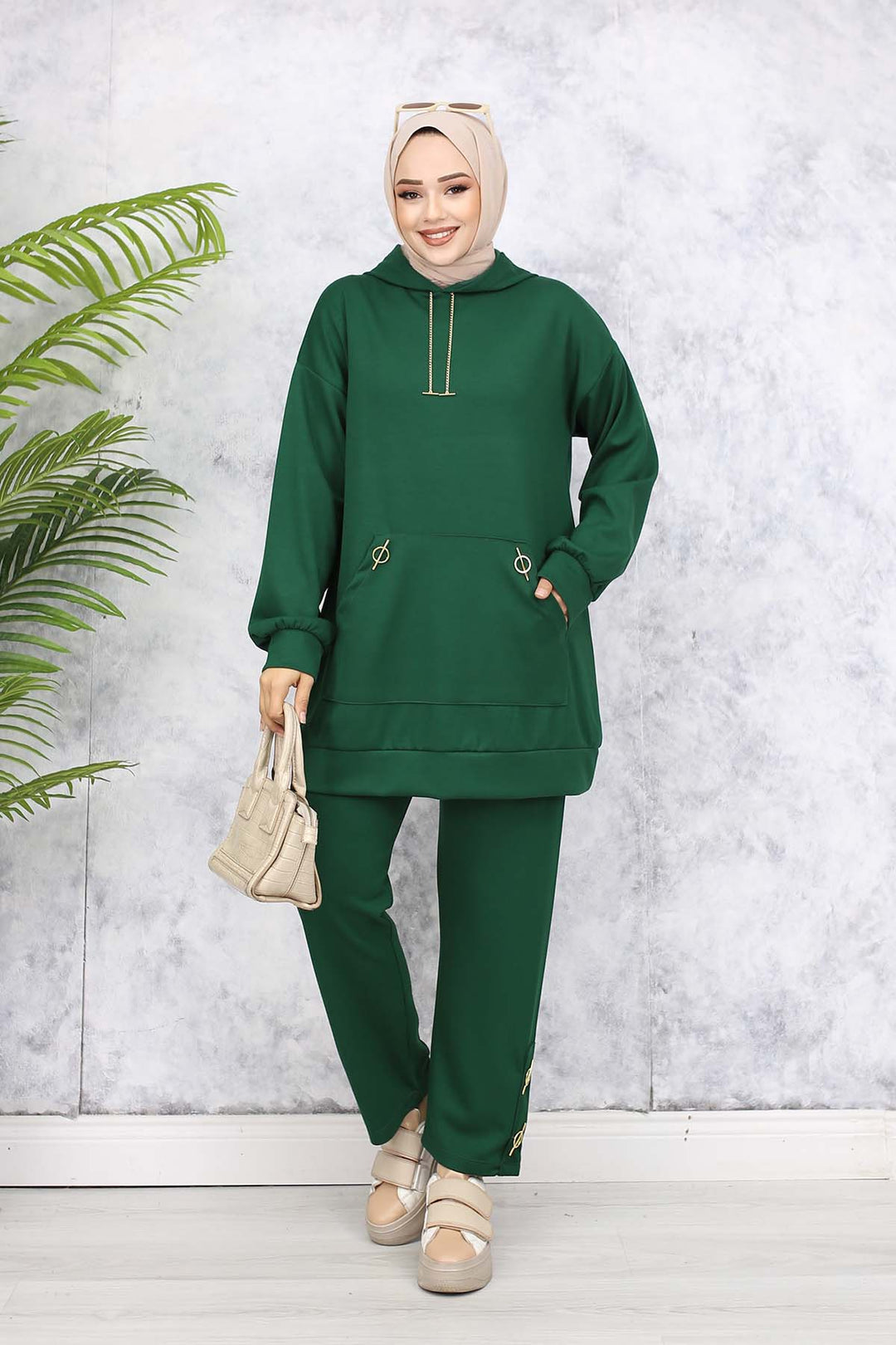 BNG Women Gold Aksesuarlı İkili Takım Zümrüt Yeşili 4580 - Ansbach