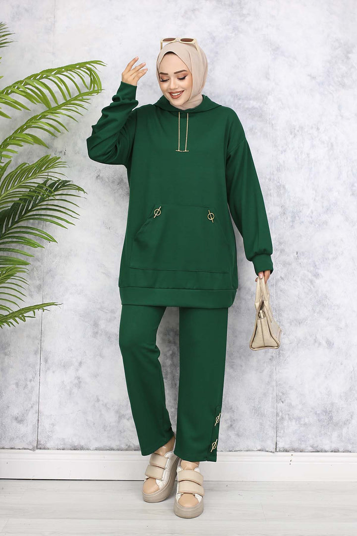 BNG Women Gold Accessorized Two-Piece Set 4580 Emerald Green - Enid