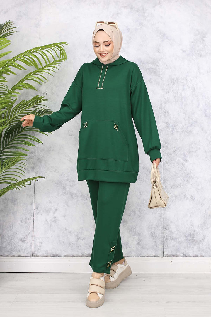 BNG Women Gold Accessorized Two-Piece Set 4580 Emerald Green - Enid