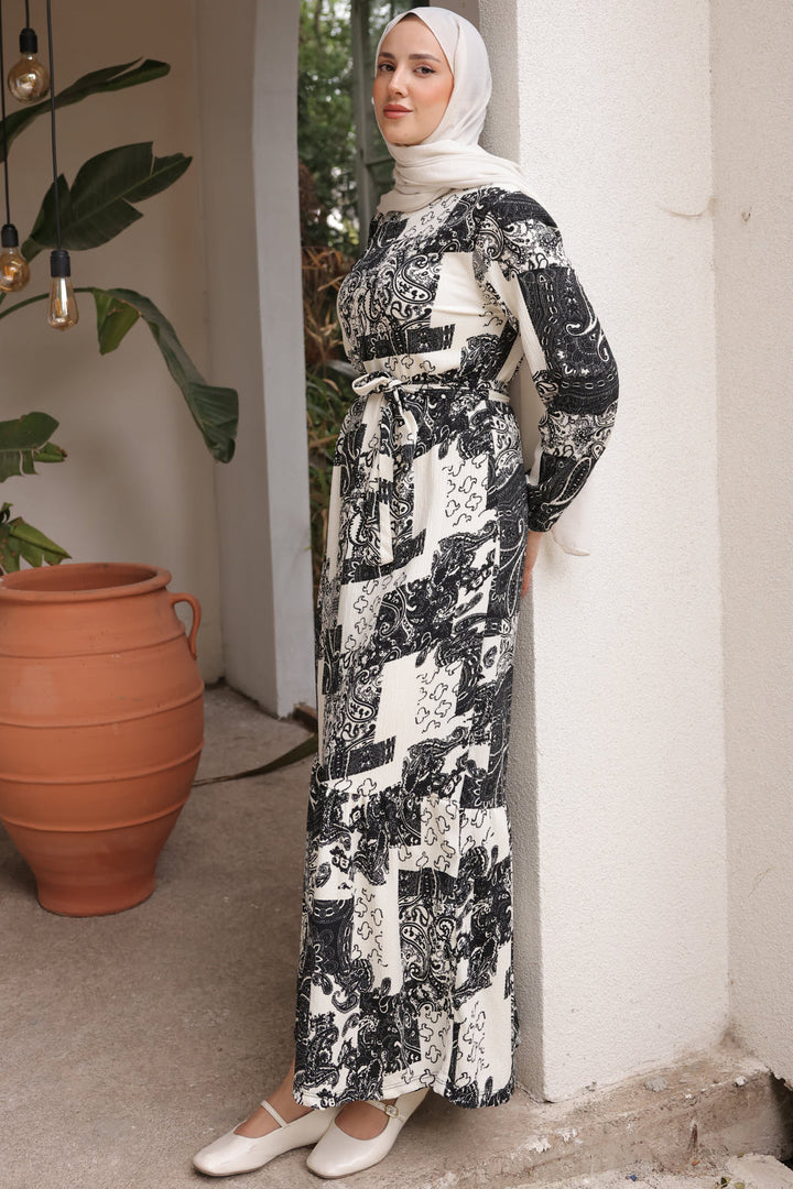 BNG Women Patterned Hijab Dress Black - Clermont
