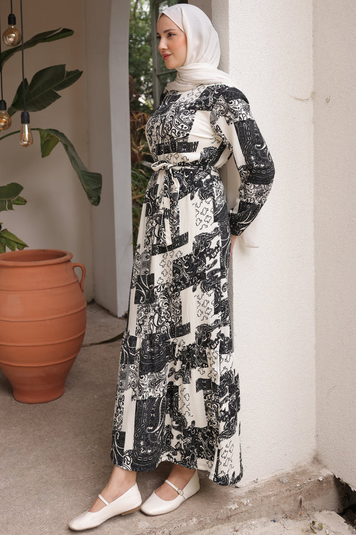 BNG Women Patterned Hijab Dress Black - Clermont
