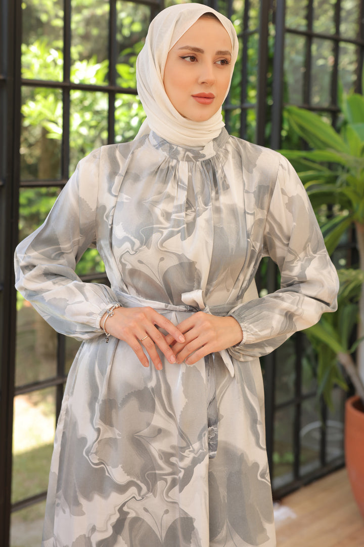 BNG Women Satin Hijab Dress Gray - Clermont