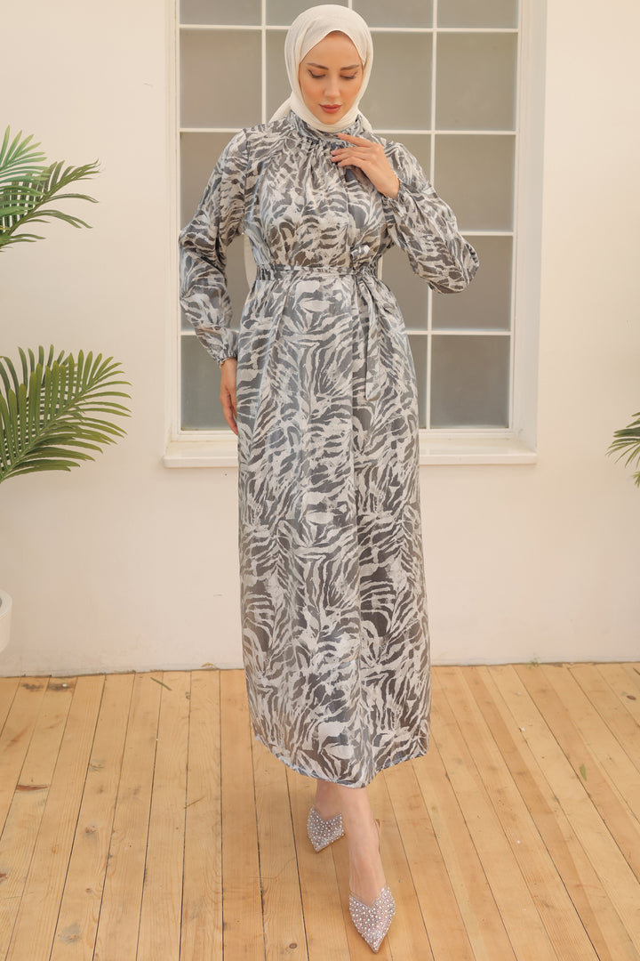 BNG Women Satin Hijab Dress Gray - Clermont