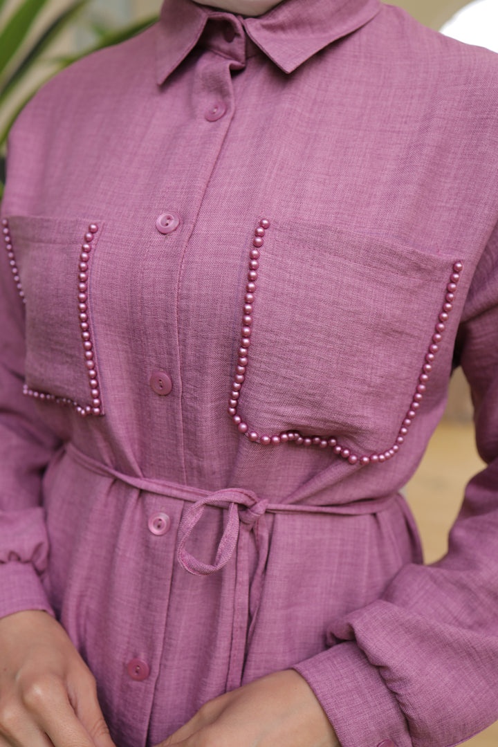 BNG Women Long Tunic Linen Suit Rose Pink - Clermont