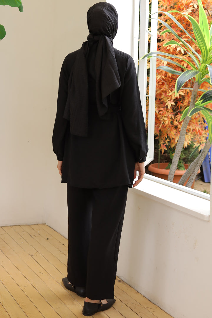 BNG Women Pleated Detailed Two-Piece Black Suit - Clermont