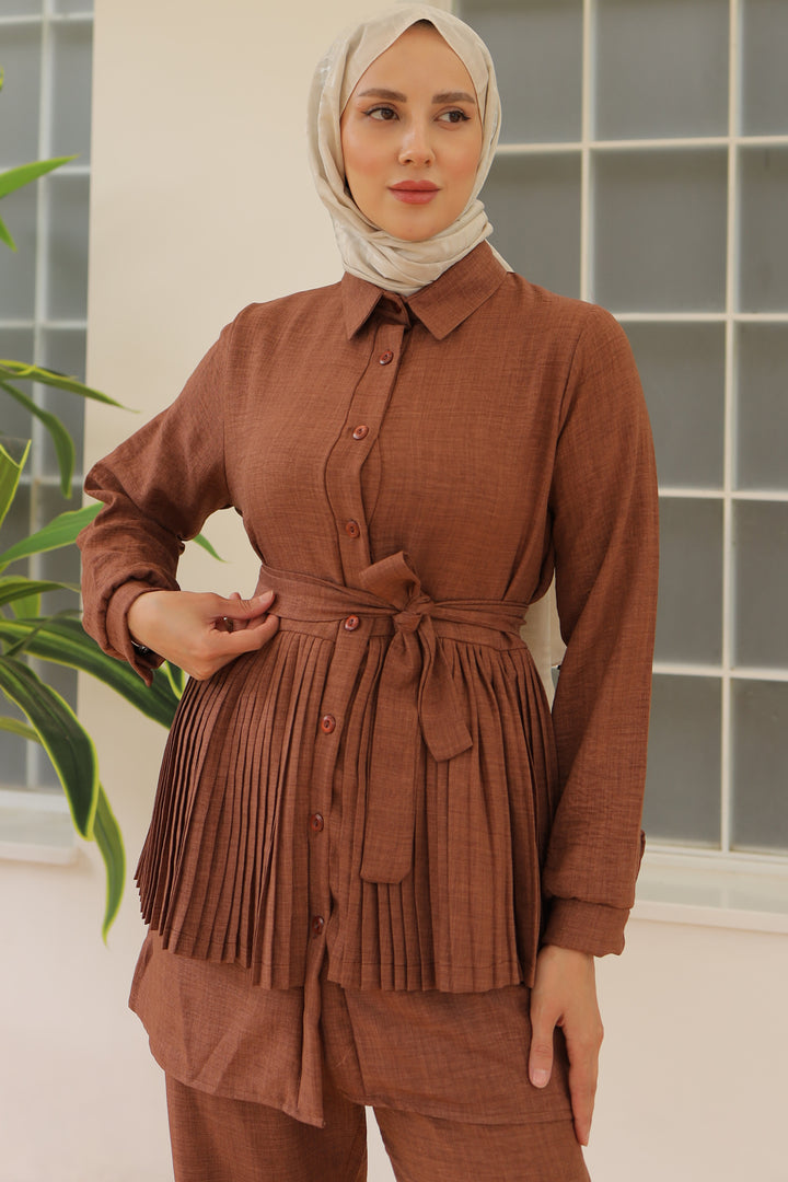 BNG Women Please Detailed Two-Piece Set Brown - Clermont