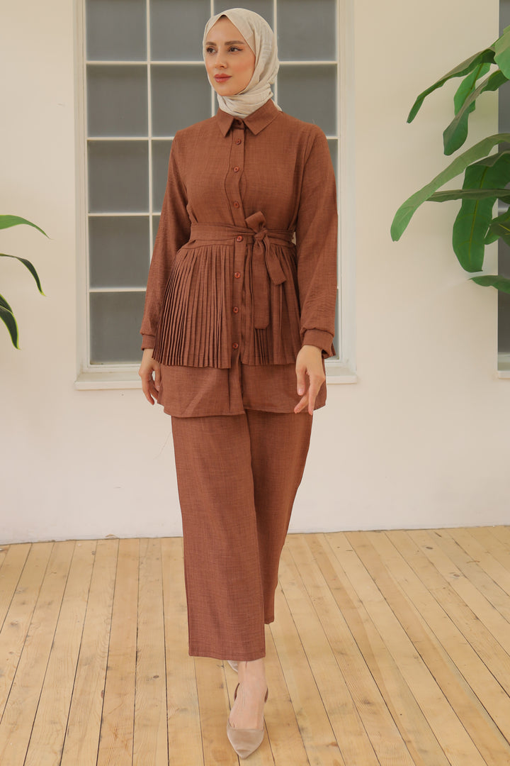 BNG Women Please Detailed Two-Piece Set Brown - Clermont