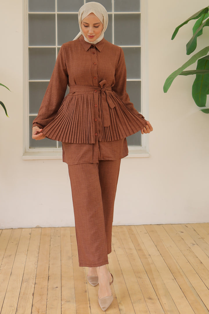 BNG Women Please Detailed Two-Piece Set Brown - Clermont