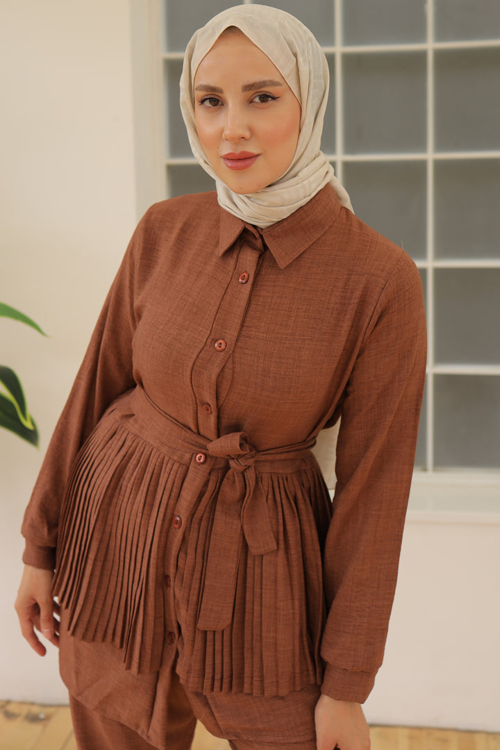 BNG Women Please Detailed Two-Piece Set Brown - Clermont