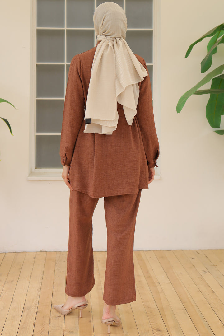 BNG Women Please Detailed Two-Piece Set Brown - Clermont