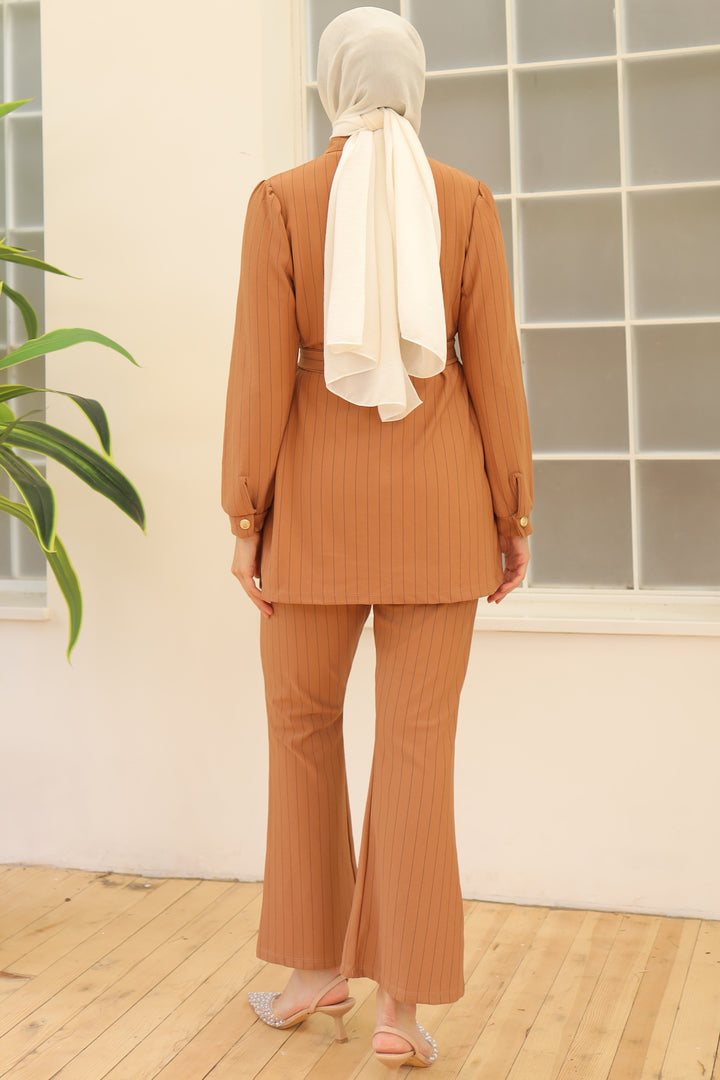 BNG Women Striped Crepe Suit Camel - Clermont