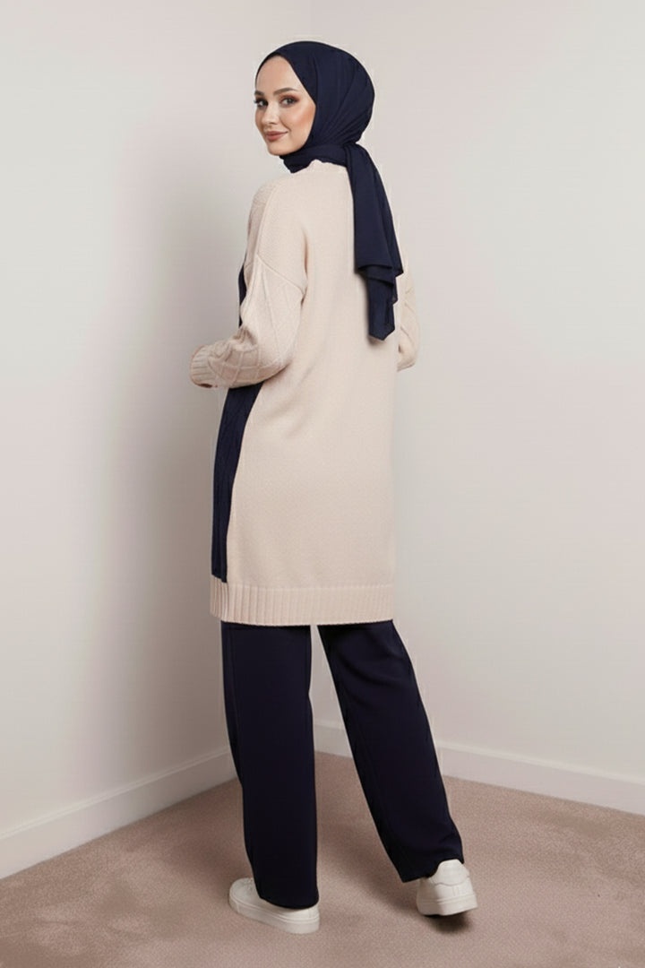 BNG Women Knitted Patterned Sweater Set N7040 Navy Blue - Encinitas