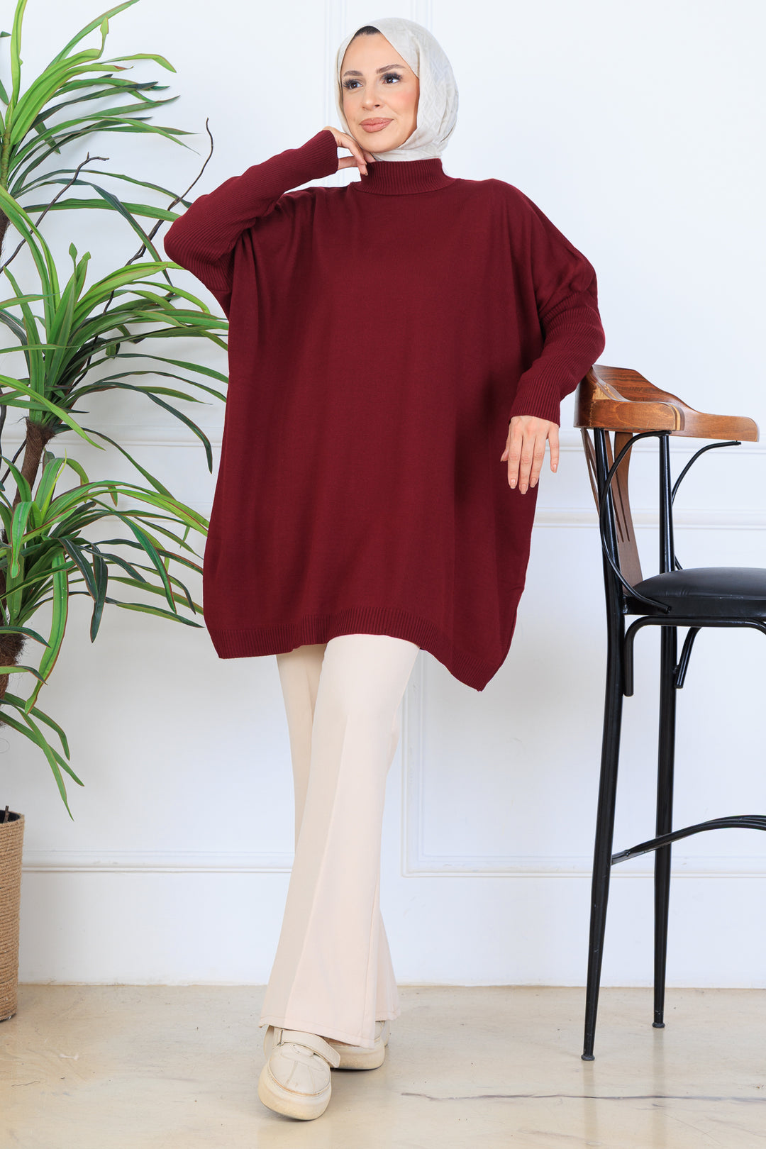 BNG Women Knit Tunic N7083 Burgundy - Lake Charles