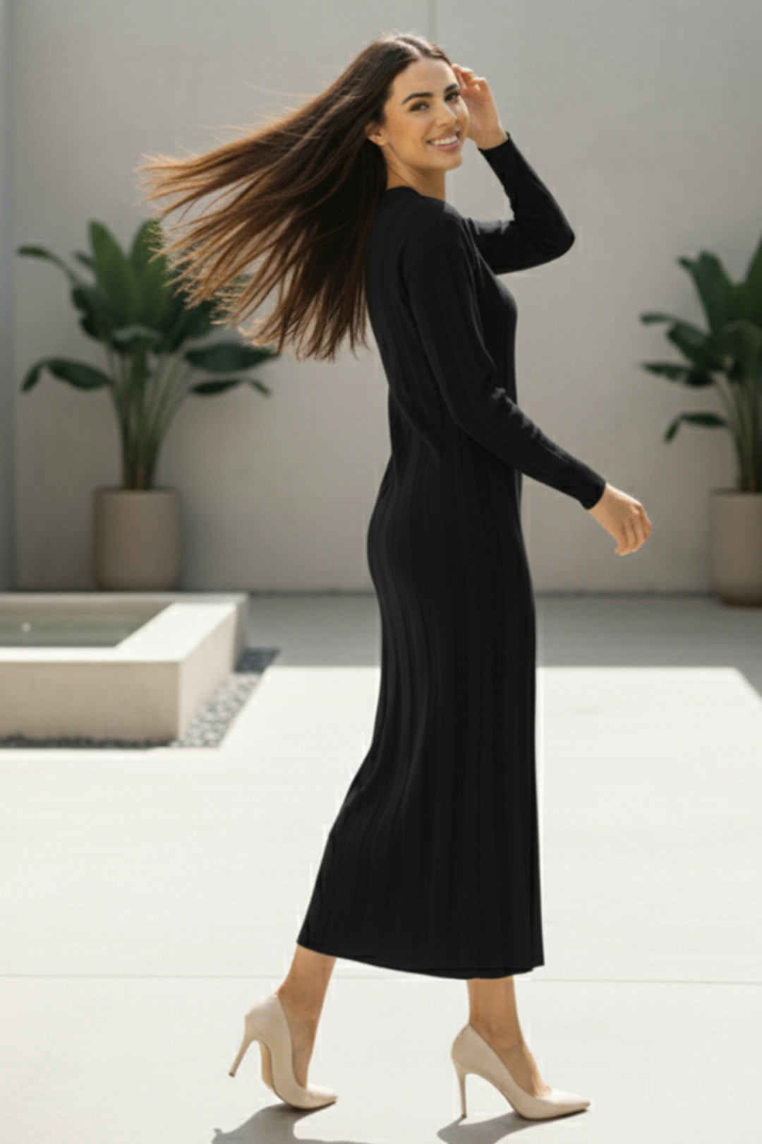 BNG Women Triko Elbise N7050 Siyah - Schaffhausen