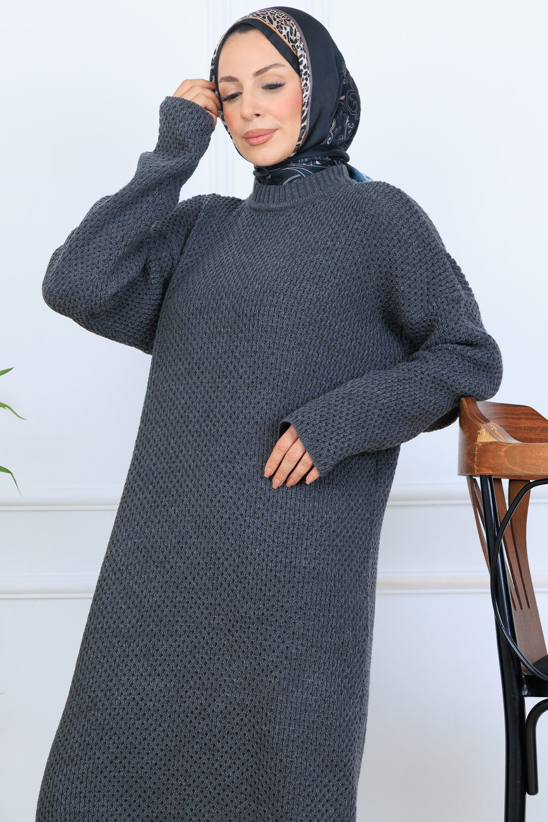 BNG Women Knitted Dress N7074 Anthracite - Tuscaloosa