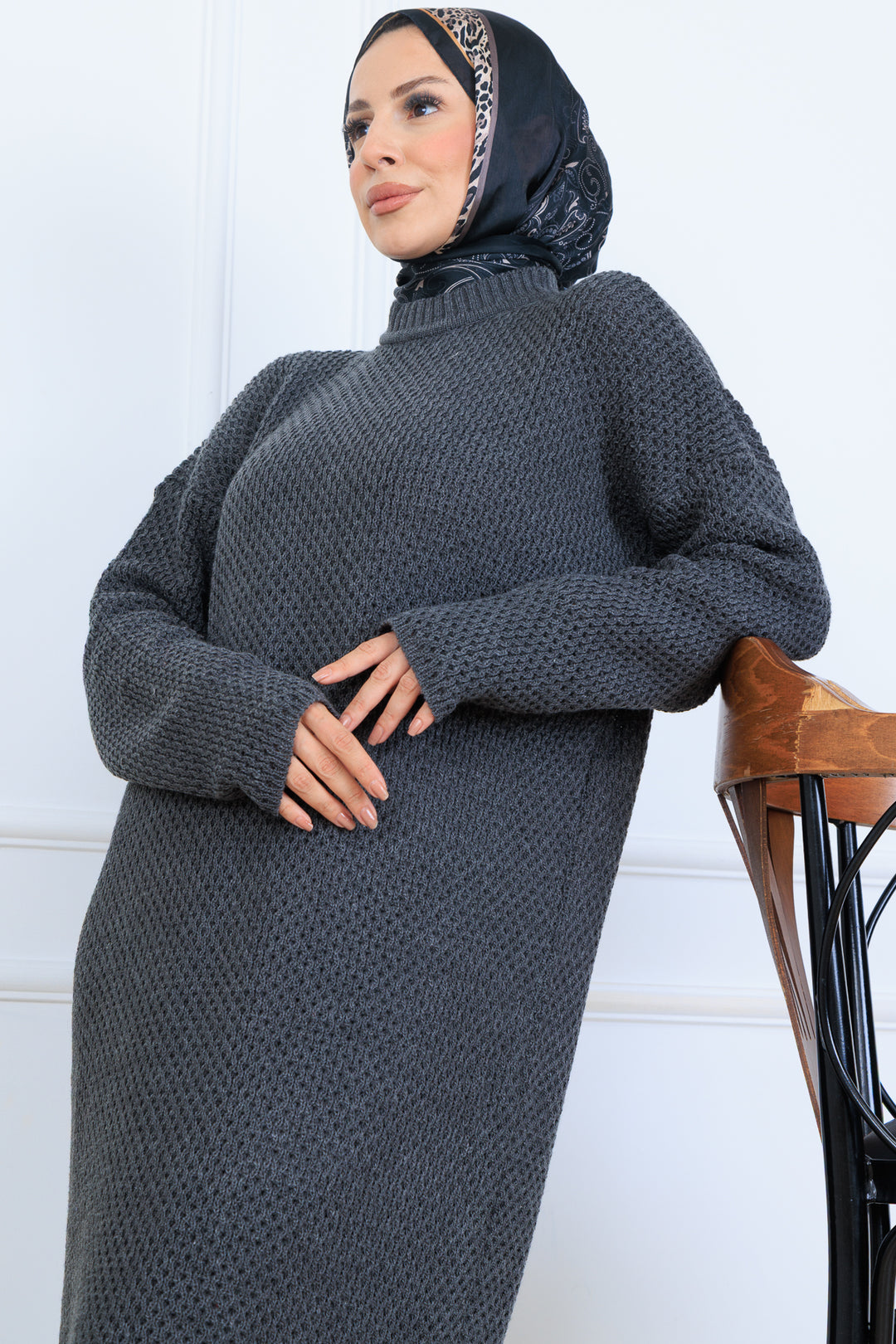 BNG Women Knitted Dress N7074 Anthracite - Tuscaloosa