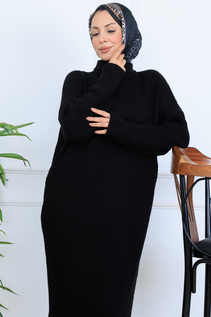 BNG Women Örgülü Triko Elbise N7074 Siyah - Tucson