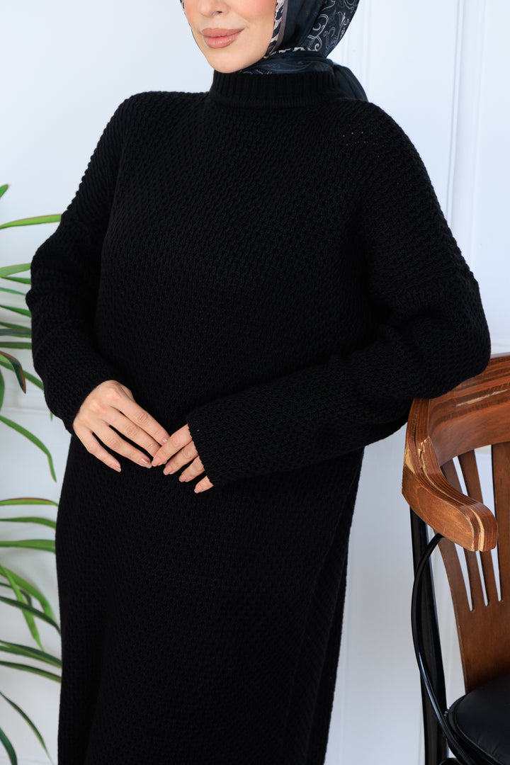 BNG Women Örgülü Triko Elbise N7074 Siyah - Tucson