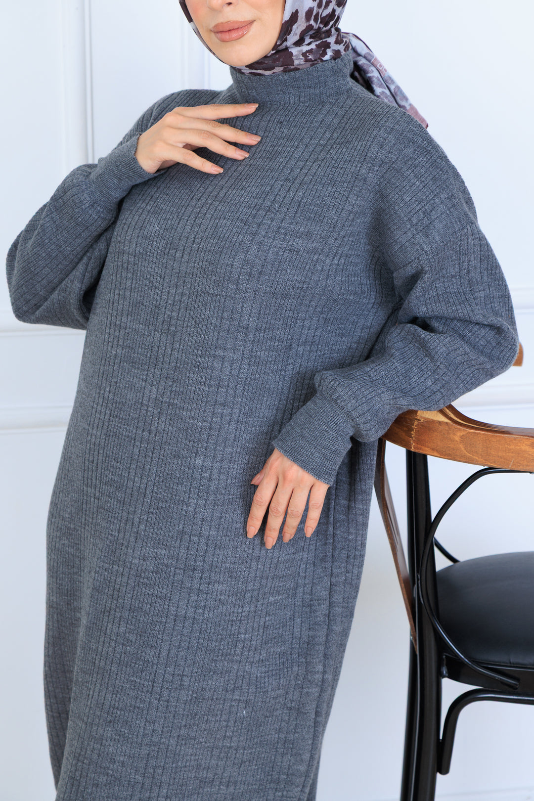 BNG Women Ribbed Knit Dress N7080 Anthracite - Brindisi