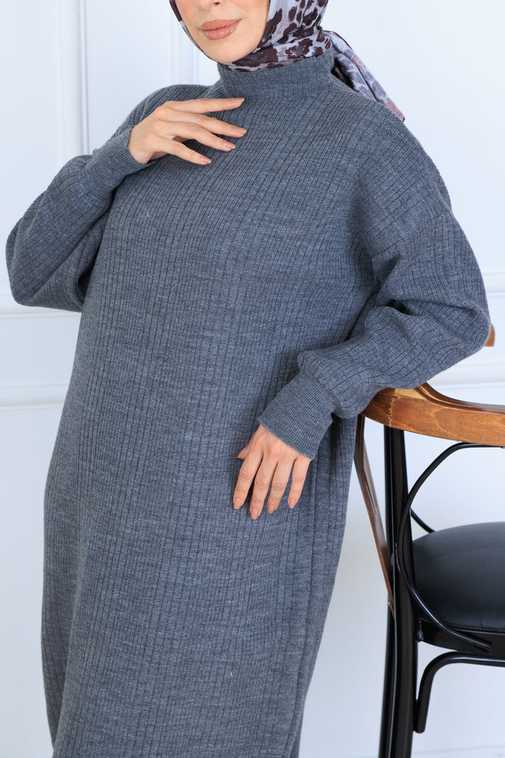 BNG Women Ribbed Knit Dress N7080 Anthracite - Brindisi