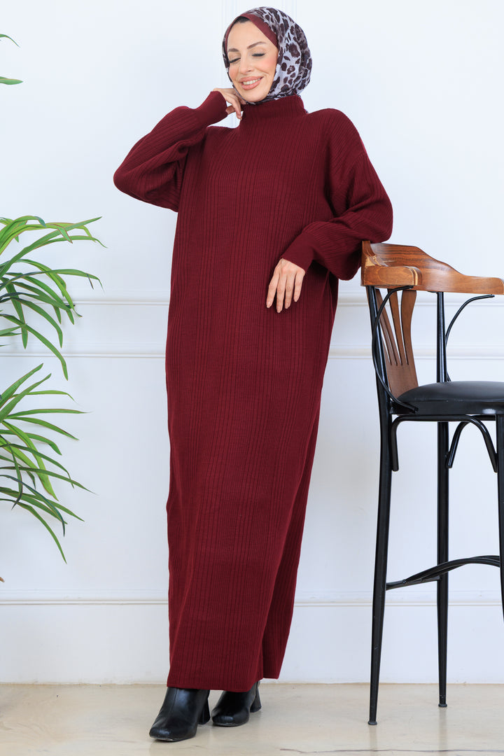 BNG Women Ribbed Knit Dress N7080 Burgundy - Houston