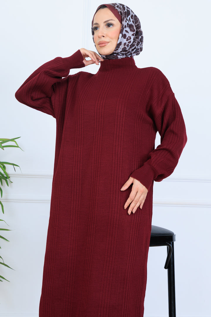 BNG Women Ribbed Knit Dress N7080 Burgundy - Houston
