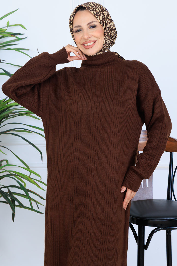 BNG Women Ribbed Knit Dress N7080 Brown - Chalco
