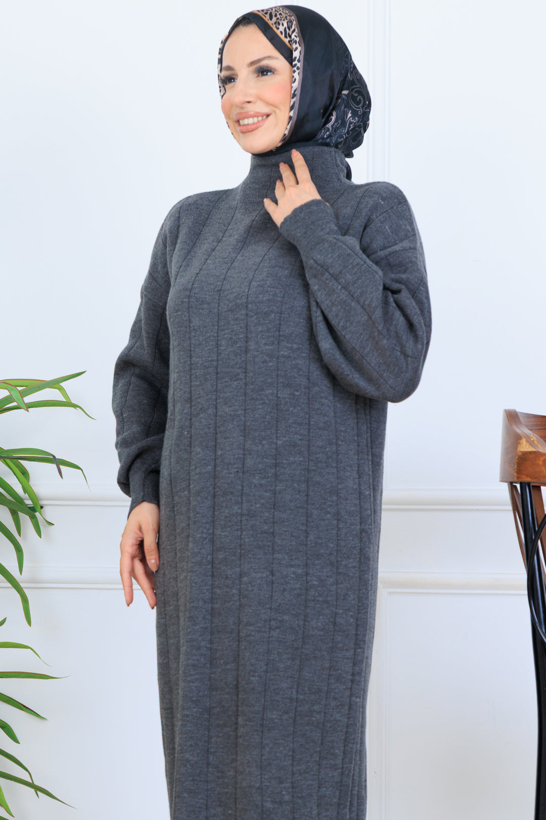 BNG Women Ribbed Knit Dress N7085 Anthracite - Calgary