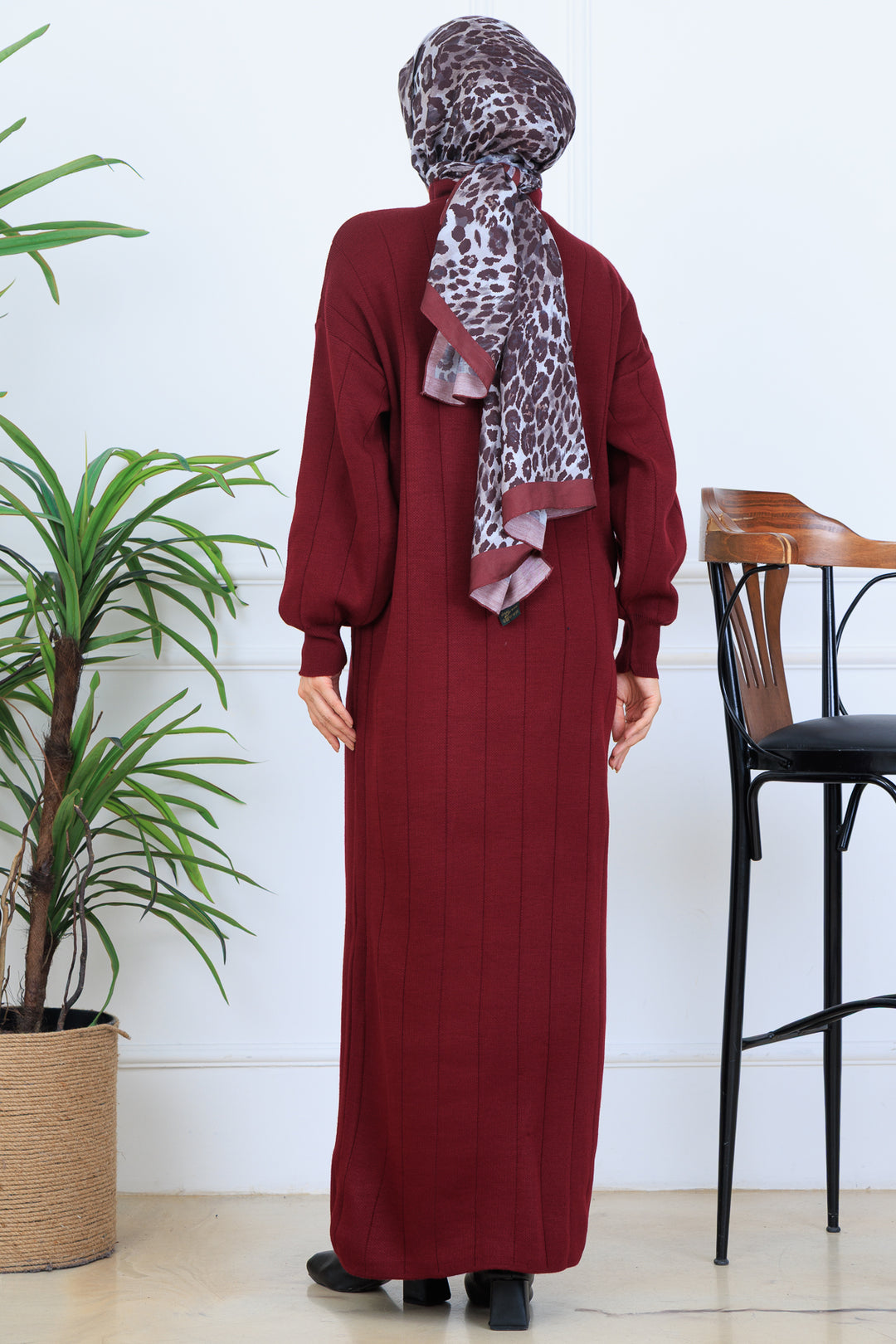 BNG Women Ribbed Knit Dress N7085 Burgundy - Tiel