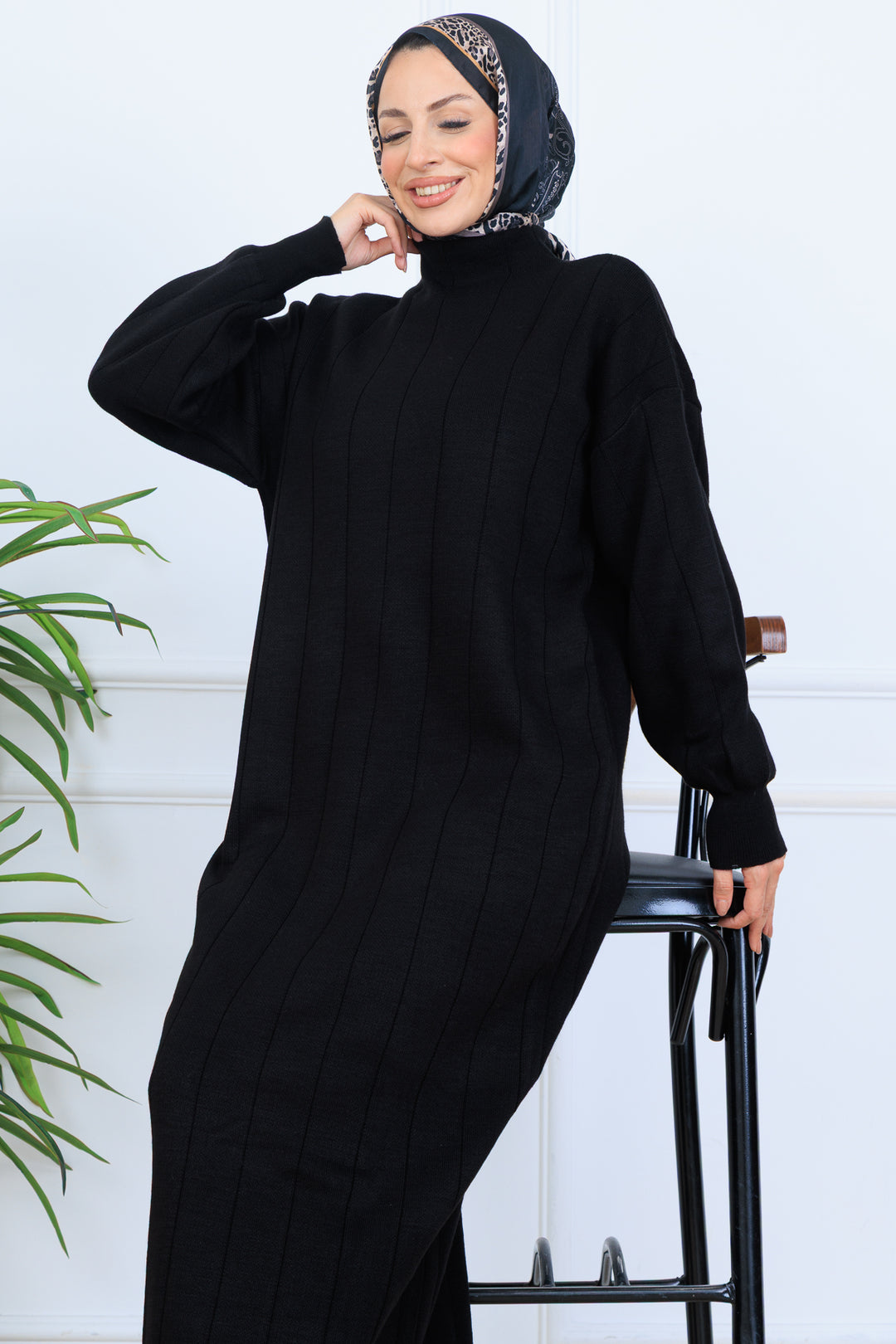 BNG Women Ribbed Knit Dress N7085 Black - Barneveld
