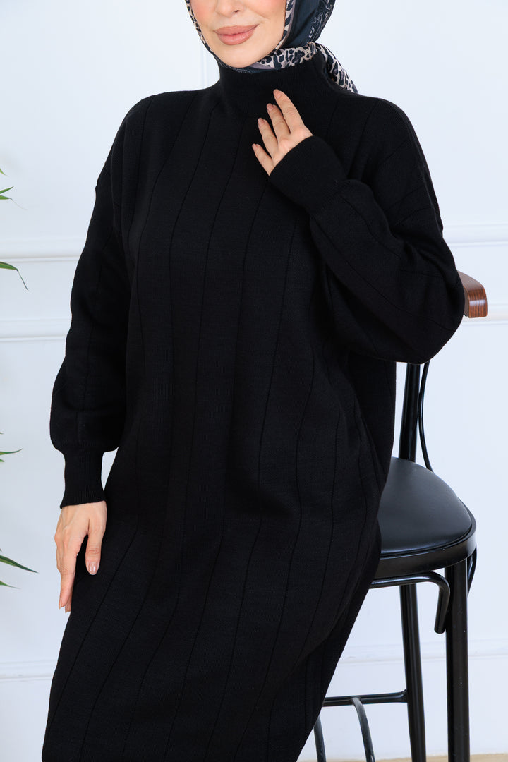 BNG Women Ribbed Knit Dress N7085 Black - Barneveld