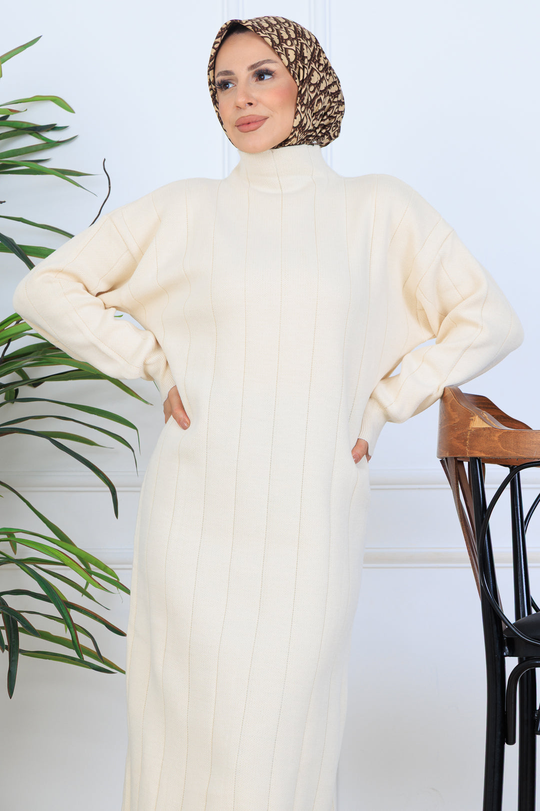 BNG Women Ribbed Knit Dress N7085 Stone Color - Draper