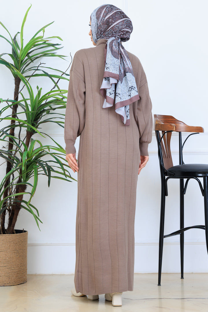 BNG Women Fitilli Triko Elbise N7085 Vizon - Boyarka