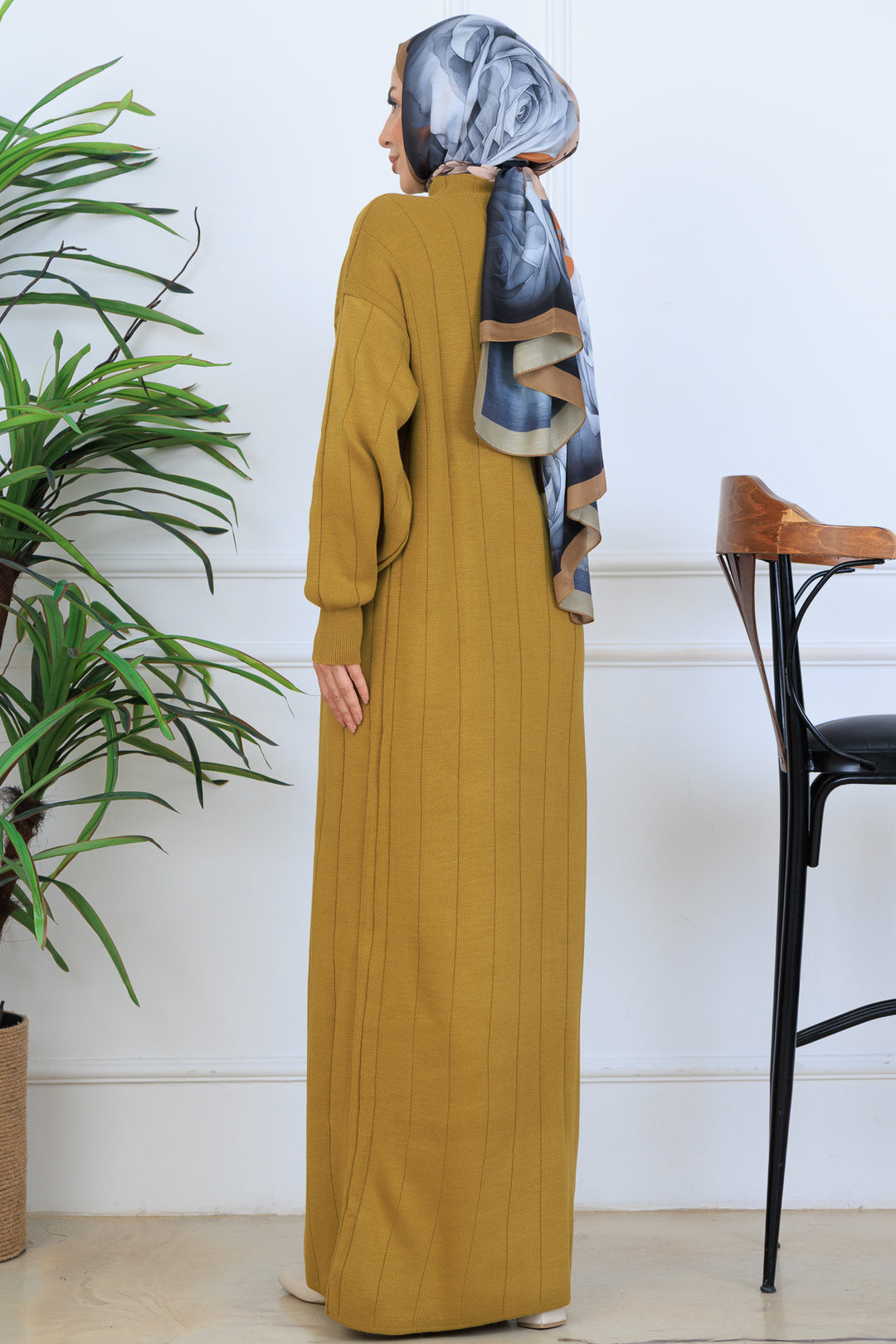 BNG Women Fitilli Triko Elbise N7085 Yağ Yeşili - Urmston