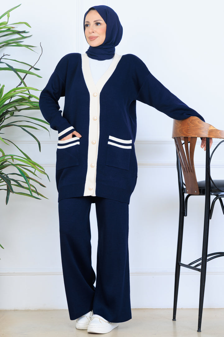 BNG Women Pocket Sweater Set N7068 Navy - Temascalcingo