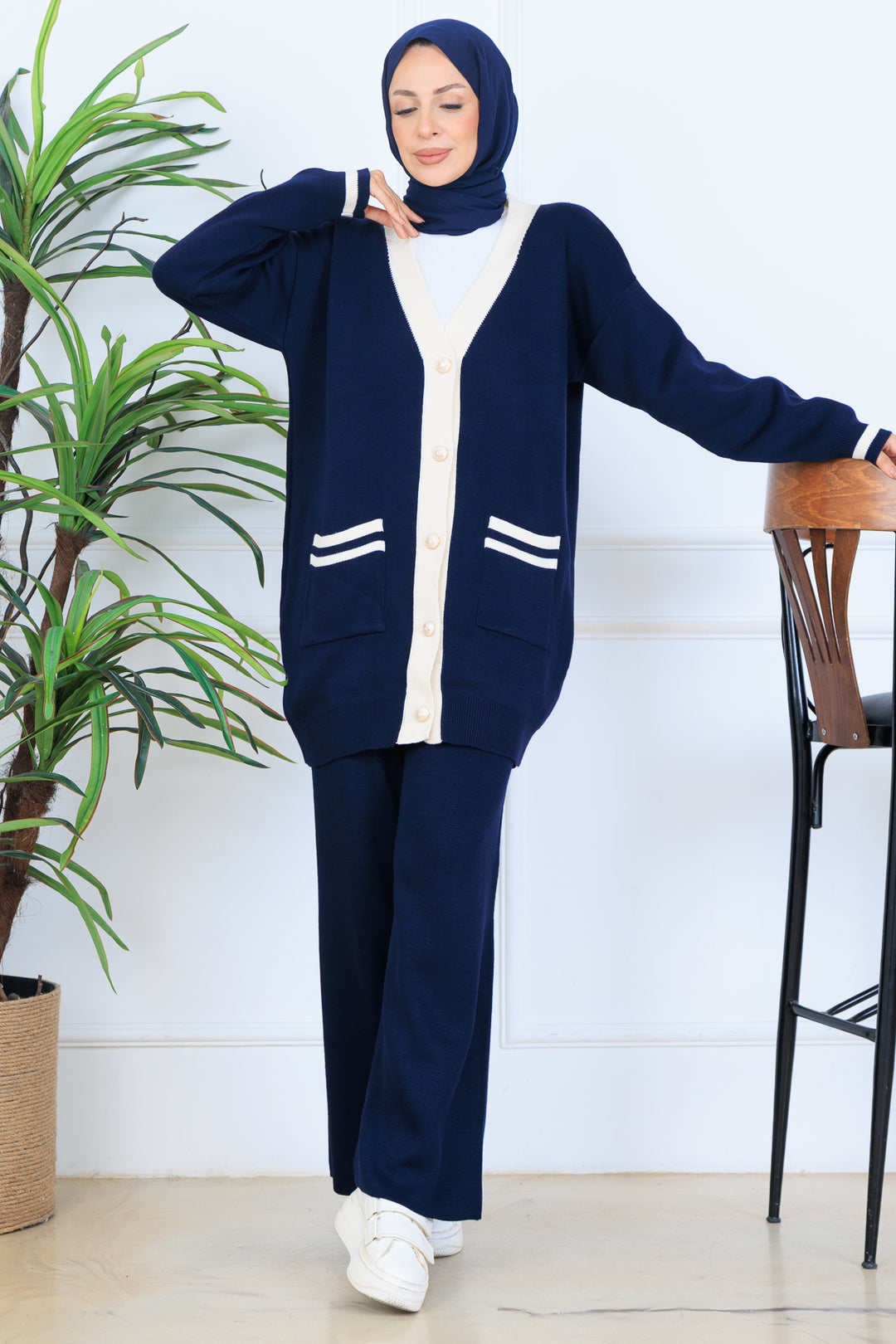 BNG Women Pocket Sweater Set N7068 Navy - Temascalcingo