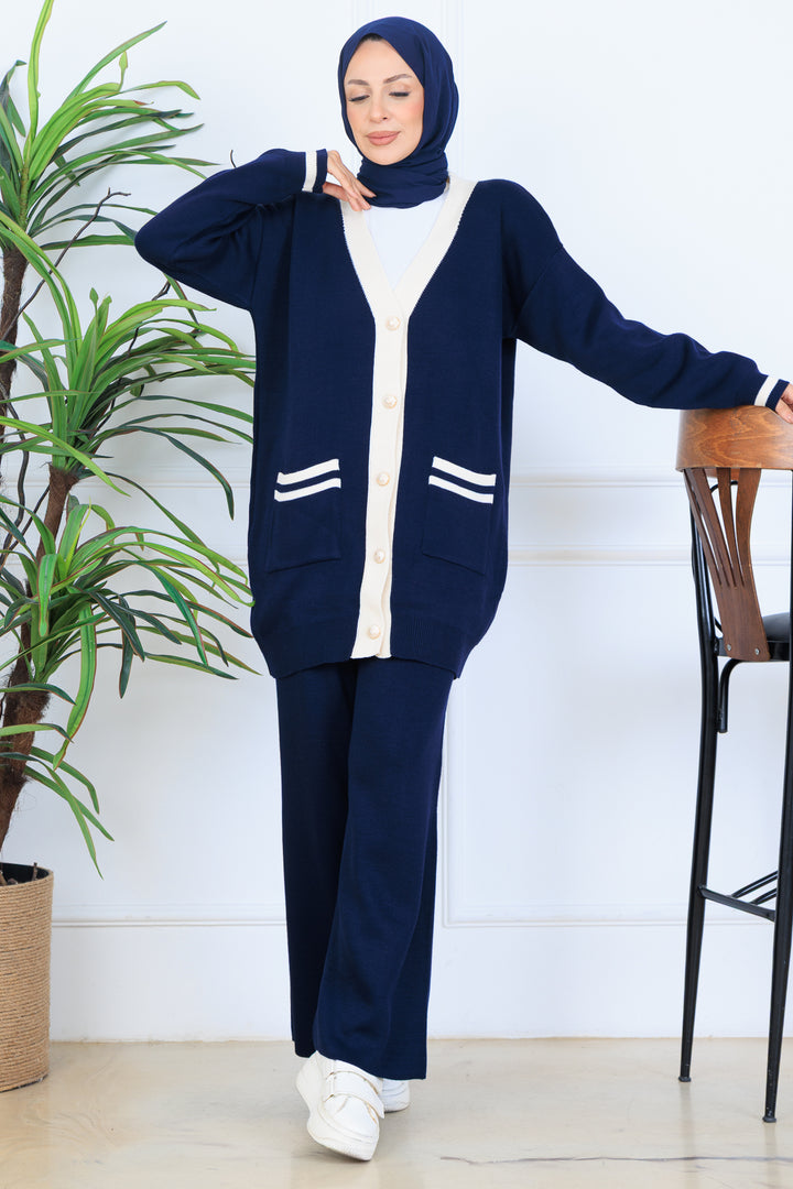 BNG Women Pocket Sweater Set N7068 Navy - Temascalcingo