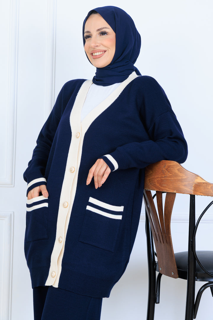BNG Women Pocket Sweater Set N7068 Navy - Temascalcingo
