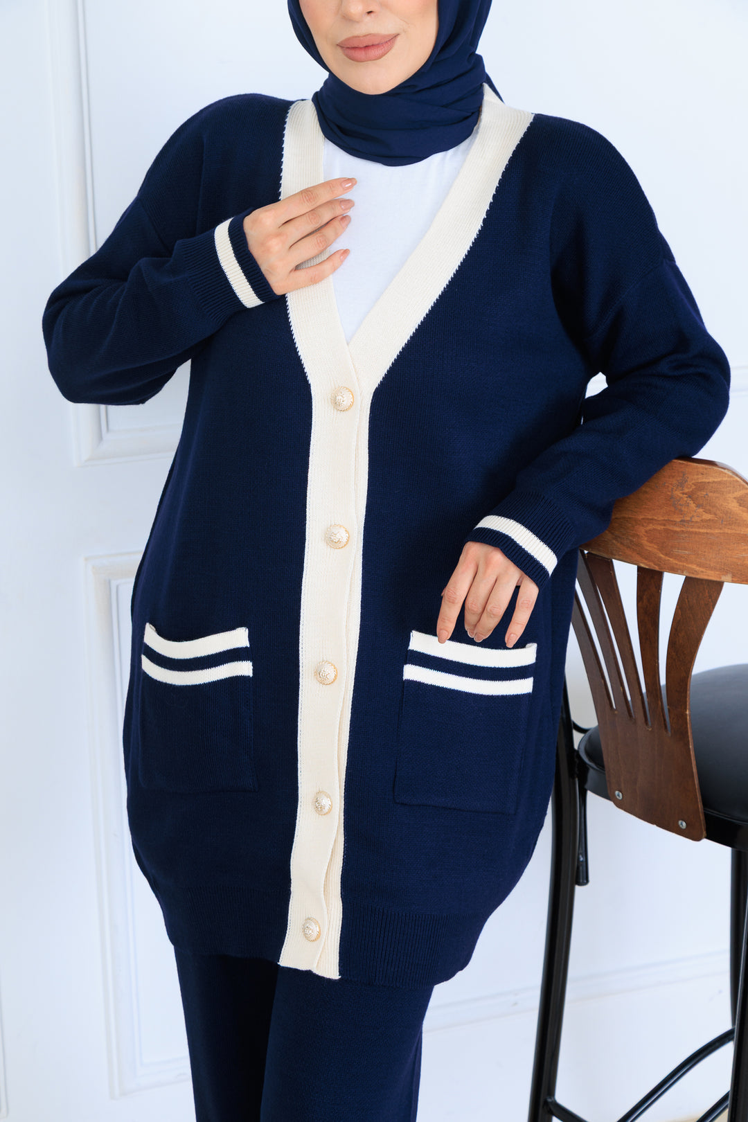 BNG Women Pocket Sweater Set N7068 Navy - Temascalcingo
