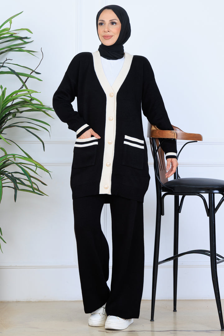 BNG Women Pocket Sweater Set N7068 Black - Caguas