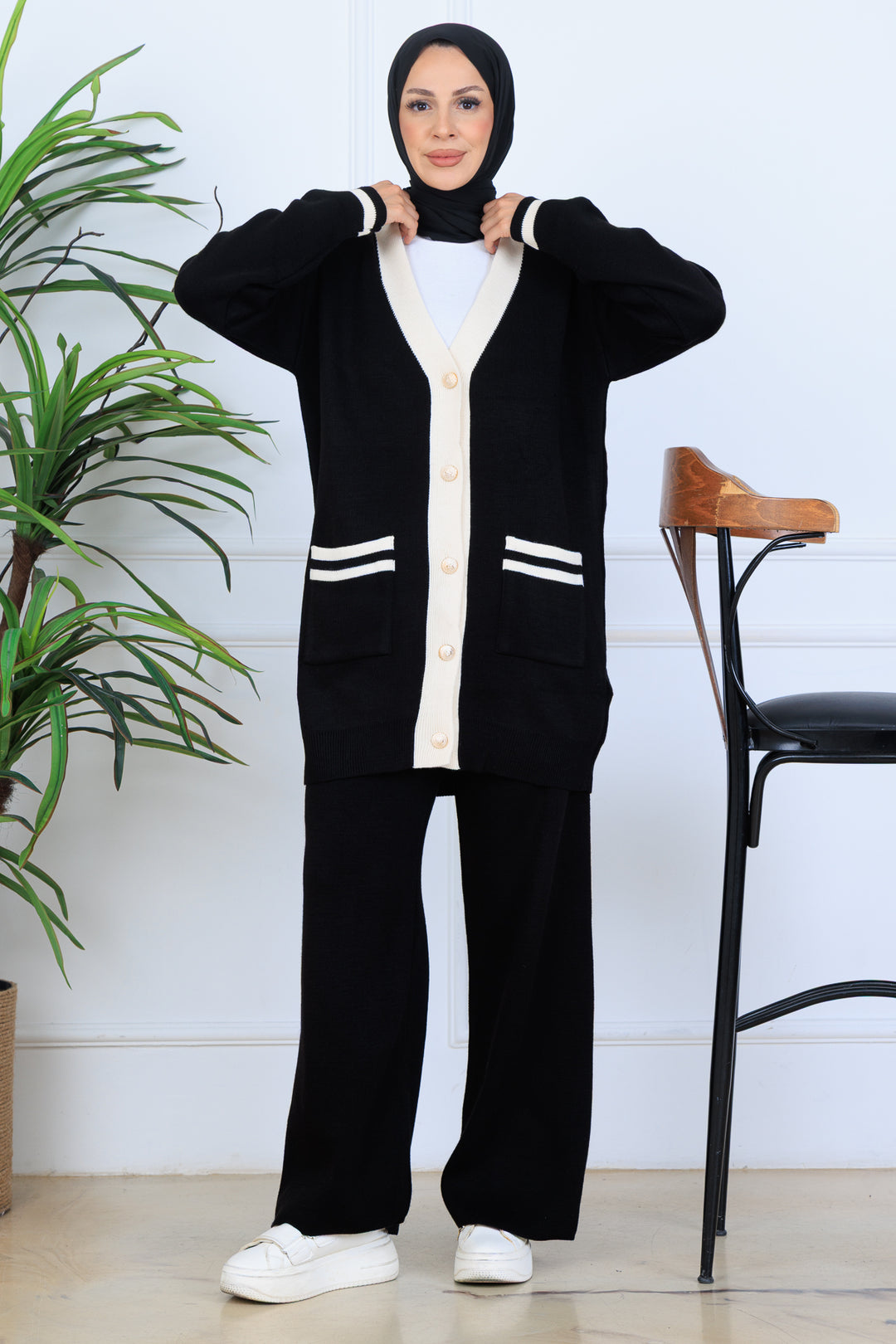 BNG Women Pocket Sweater Set N7068 Black - Caguas