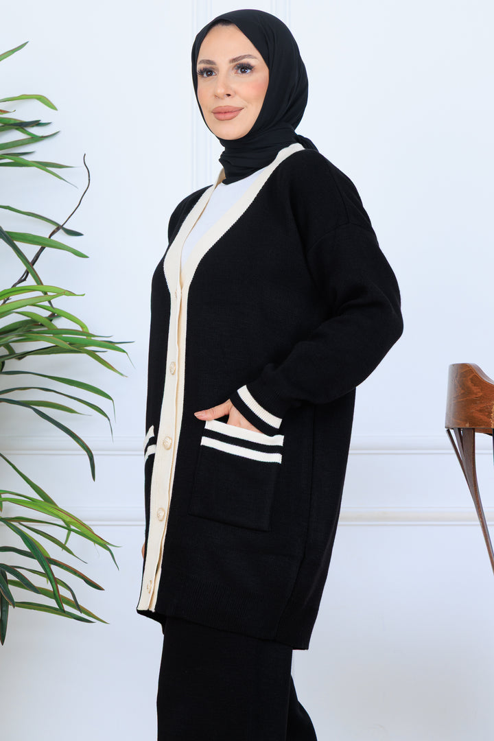 BNG Women Pocket Sweater Set N7068 Black - Caguas