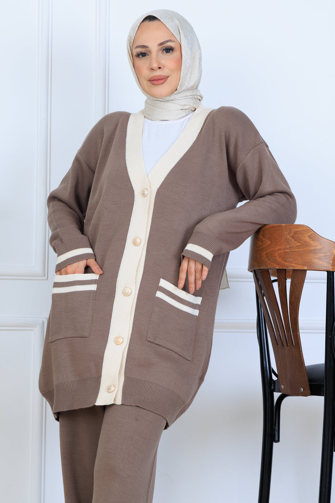 BNG Women Pocket Sweater Set N7068 Mink - Oyster Bay