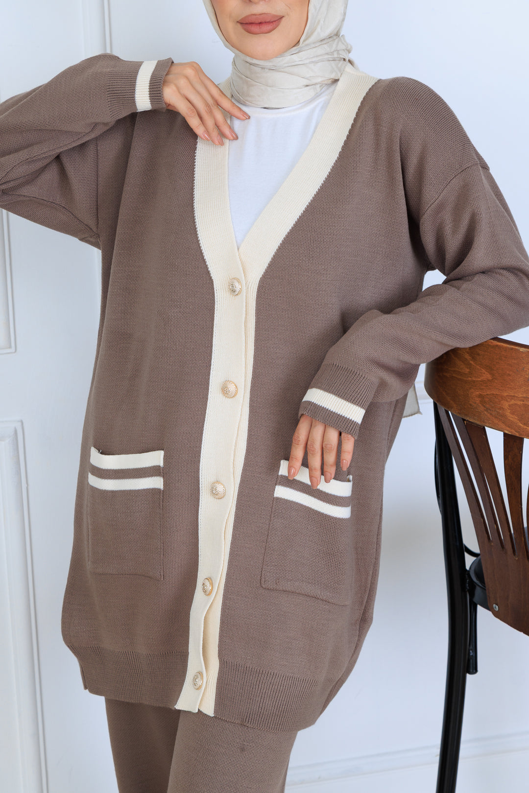 BNG Women Pocket Sweater Set N7068 Mink - Oyster Bay