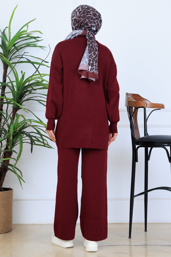 BNG Women Stone-embellished Knit Set N7067 Burgundy - Mission