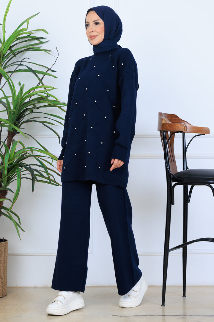 BNG Women Stone-embellished Knit Set N7067 Navy - Ratingen