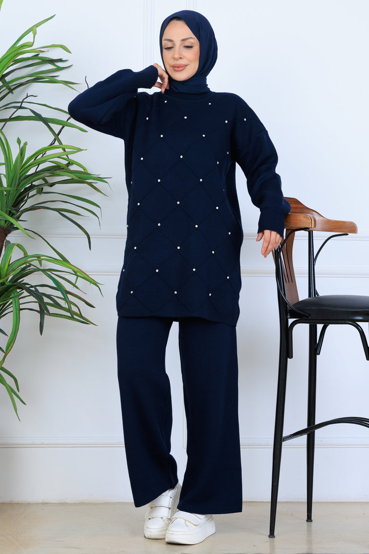 BNG Women Stone-embellished Knit Set N7067 Navy - Ratingen