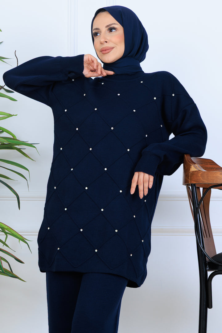 BNG Women Stone-embellished Knit Set N7067 Navy - Ratingen