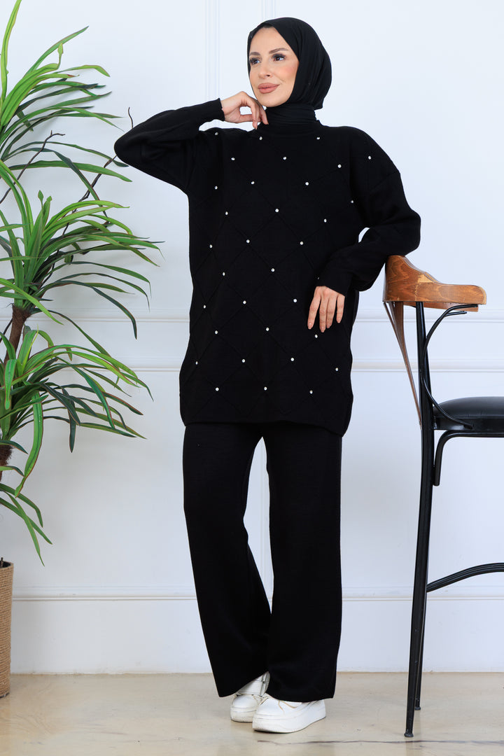 BNG Women Stone-embellished Knit Set N7067 Black - Chula Vista